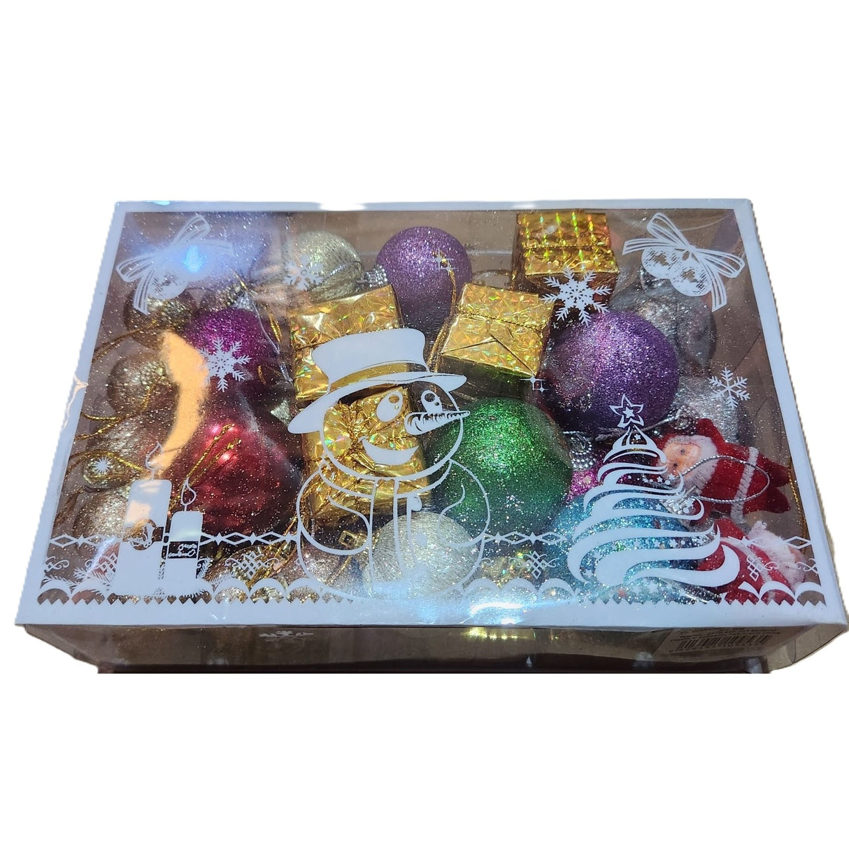 Set 45 Globuri de Craciun, Vivimall, pentru Brad, Model 2, cu Glitter, Lucioase, Multicolor - vivimall.ro