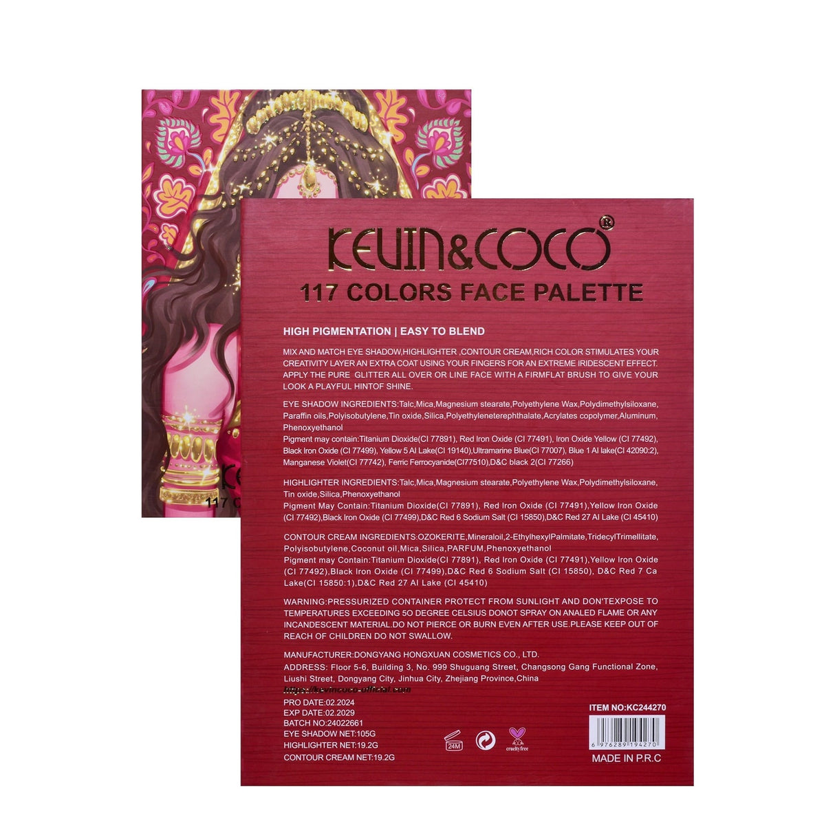 Paleta De Machiaj, Kevin &Amp; Coco, Good Luck, Fard De Pleoape, Iluminator, Blush Cremos, 117 Culori, 19 X 14.8 X 3.4 Cm - vivimall.ro