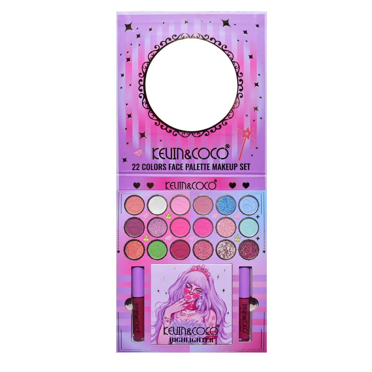 Set 4 Produse De Machiaj, Kevin &Amp; Coco, Vanilla Queen, 22 Culori, 19.7 X 21.2 X 2.5 Cm - vivimall.ro