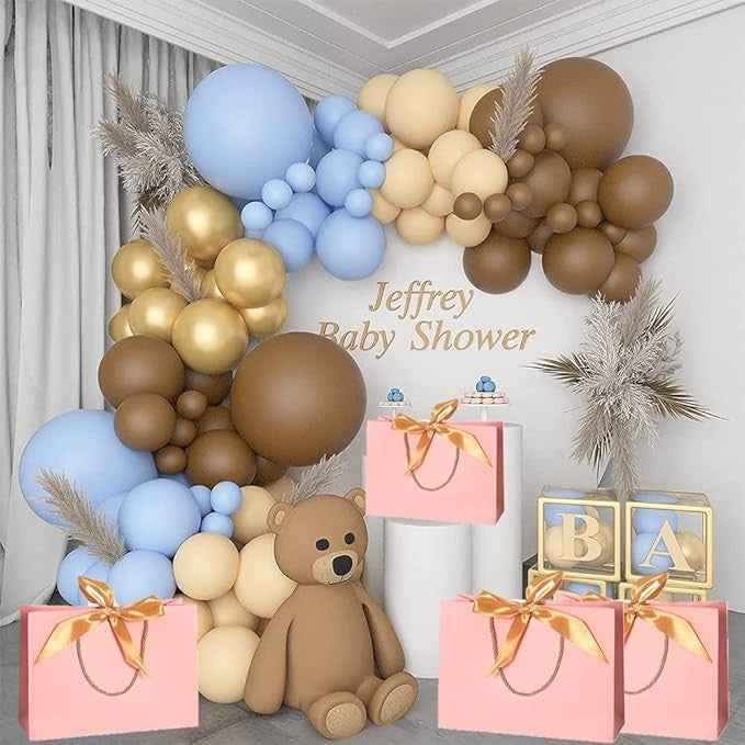 Baloane pentru Arcada, pentru Baieti, BABY SHOWER, Vivimall, Mset mix din 107 Baloane, din Latex pentru decor, Albastru Maro - vivimall.ro