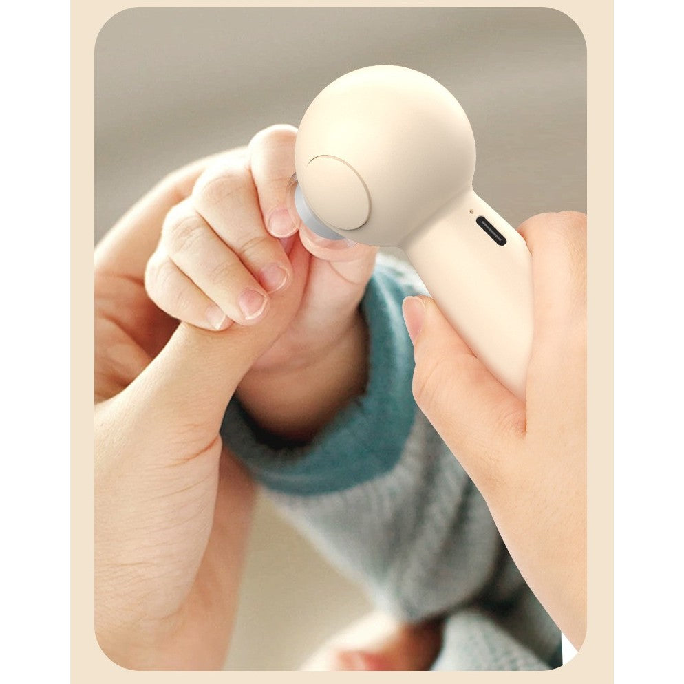 Set Pila Electrica, Vivimall, pentru Copii si Bebelusi, din ABS, 6 Accesorii, Incarcare USB, cu Lumina Led, 11.5 x 5.5 cm, Alb - vivimall.ro