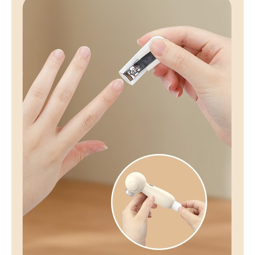 Set Pila Electrica, Vivimall, pentru Copii si Bebelusi, din ABS, 6 Accesorii, Incarcare USB, cu Lumina Led, 11.5 x 5.5 cm, Alb - vivimall.ro