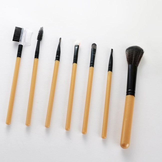 Set Portabil 7 Pensule De Machiaj Cu Husa Aurie - vivimall.ro