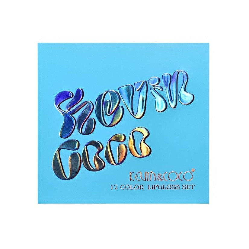 Set Rujuri de Buze, KEVIN & COCO, 12 Culori, 17x14.8x2.9 cm, Diferite Nuante, LipGloss, Albastru - vivimall.ro