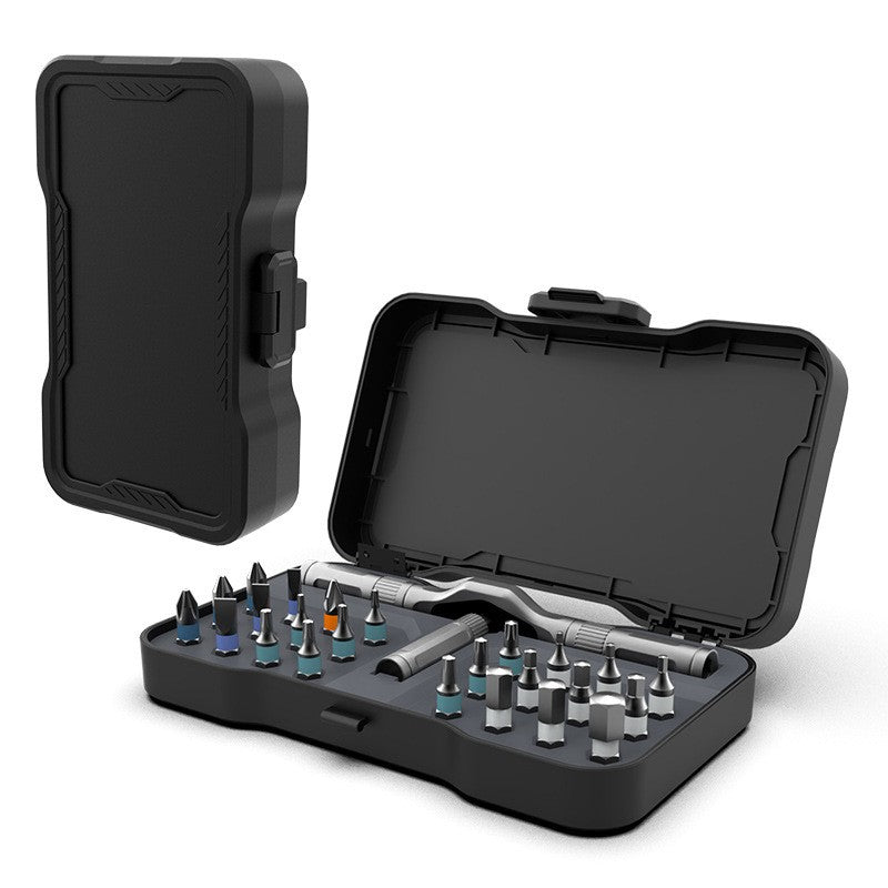 Set Surubelnita Cu Clichet, Flippy, 24 Piese, Sistem de prindere multipla, ergonomic si adaptiv, 16 × 9,3 × 3,6 cm, Negru - vivimall.ro