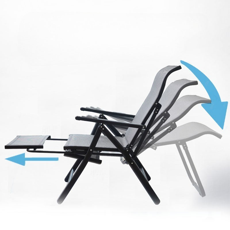 Scaun 2in1 de Gradina, Vivimall, Sezlong, Suport Picioare, Pliabil, Cadru Metalic, Impermeabil, 47 x 110 x 46 cm, Negru - vivimall.ro