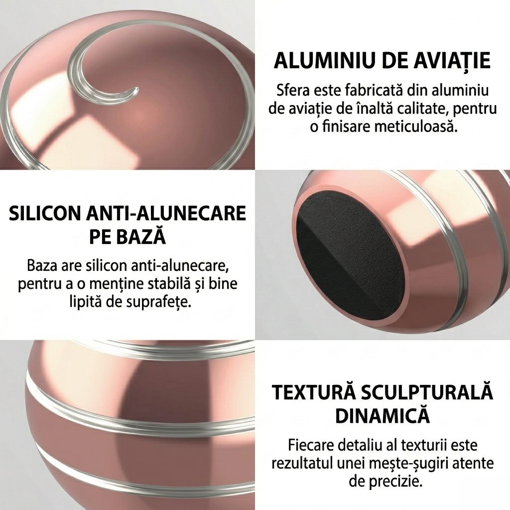 Sfera Fidget Spinner Metalic, Flippy, Corp Aliaj Zinc, Rulment Inox, Jucarie Antistres pentru Focus si Relaxare, Diametru 40 mm, Gadget pentru Birou, Scoala, Cadou pentru Copii si Adulti, Roz - vivimall.ro