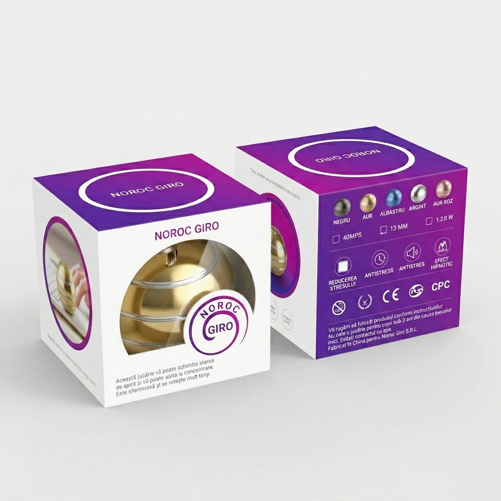 Sferă fidget spinner metalic Flippy auriu, jucărie antistres cadou copii și adulți, 120 g