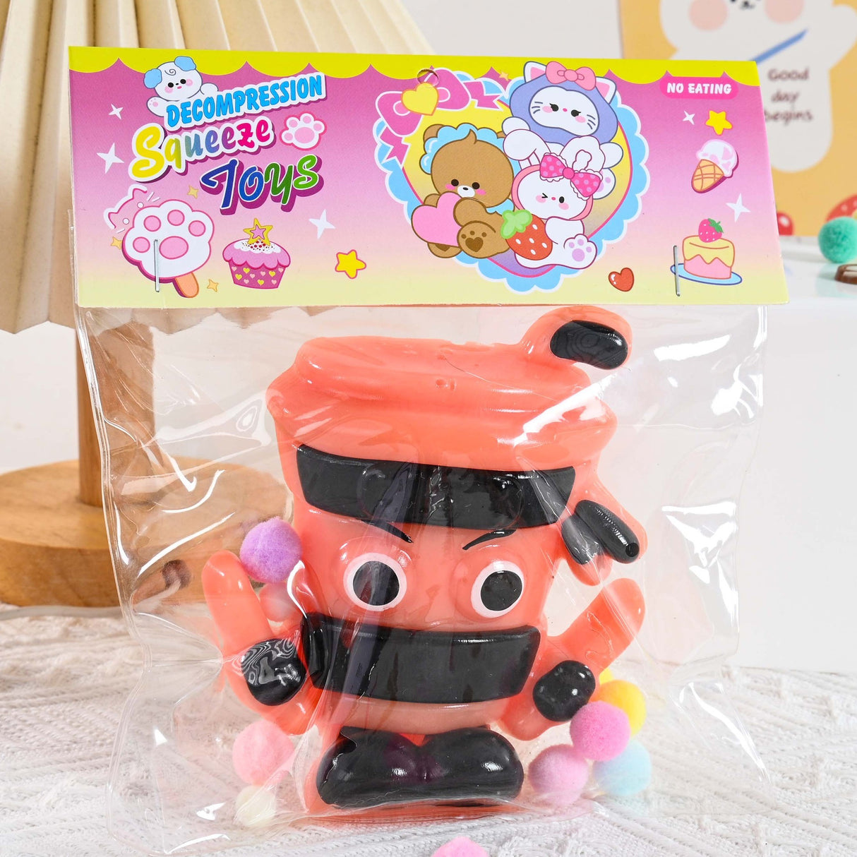 Jucarie Antistres Squishy, Vivimall, Model Cappuccino Assassino, cu Revenire Lenta, din TPR, 12 x 11 x 3 cm, Multicolor - vivimall.ro