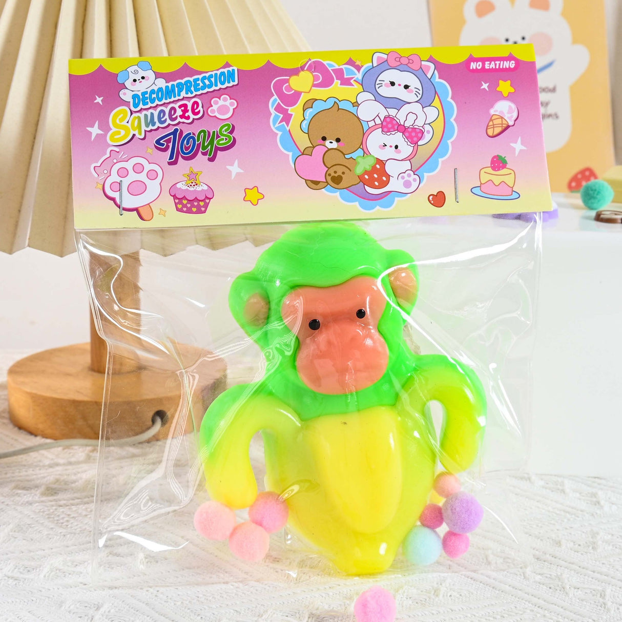 Jucarie Antistres Squishy, Flippy, cu Revenire Lenta, Squeeze Toys, Model Cimpanzini Bananini, Ambalaj Transparent, Galben/Verde - vivimall.ro