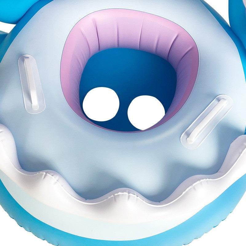 Colac de inot gonflabil pentru copii, Albastru, Model Rechin, 90 cm, Vivimall - vivimall.ro