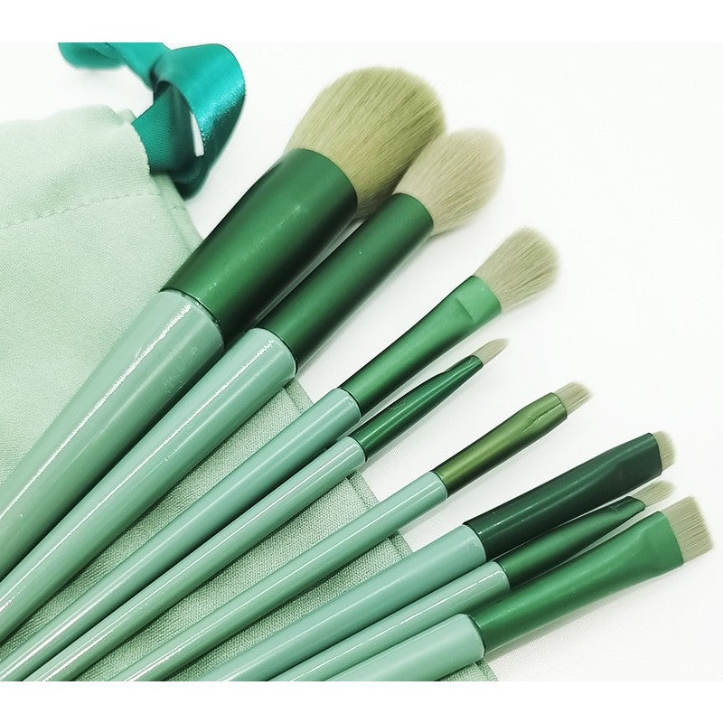 Set 13 Pensule Pentru Machiaj, Super Soft, Makeup Profesional/Incepatori, Verde - vivimall.ro