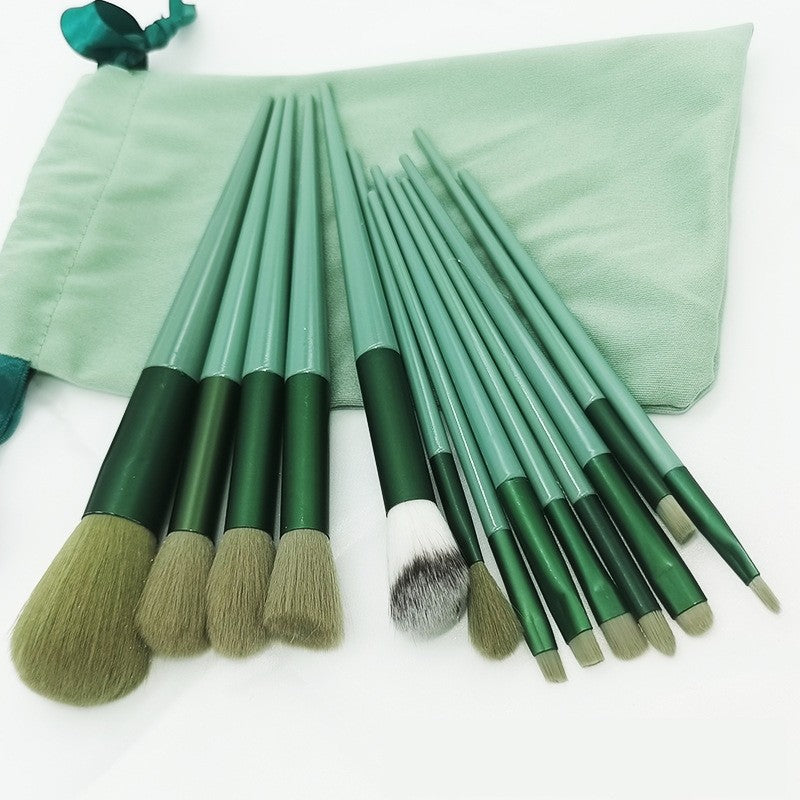 Set 13 Pensule Pentru Machiaj, Super Soft, Makeup Profesional/Incepatori, Verde - vivimall.ro