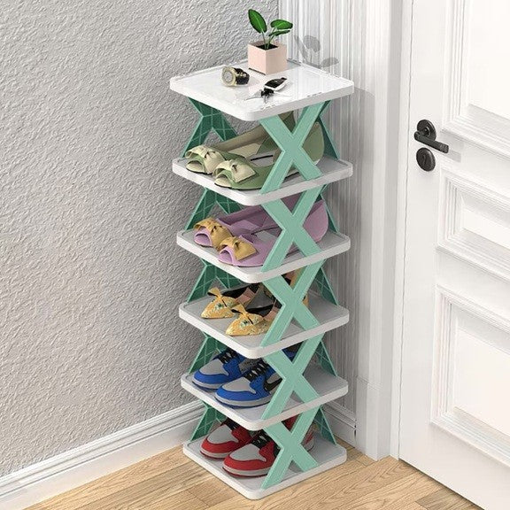 Organizator de Pantofi, Vivimall, 5 Straturi, din ABS, Suport Modular, 65.5 x 24 x 26 cm, Turcoaz - vivimall.ro