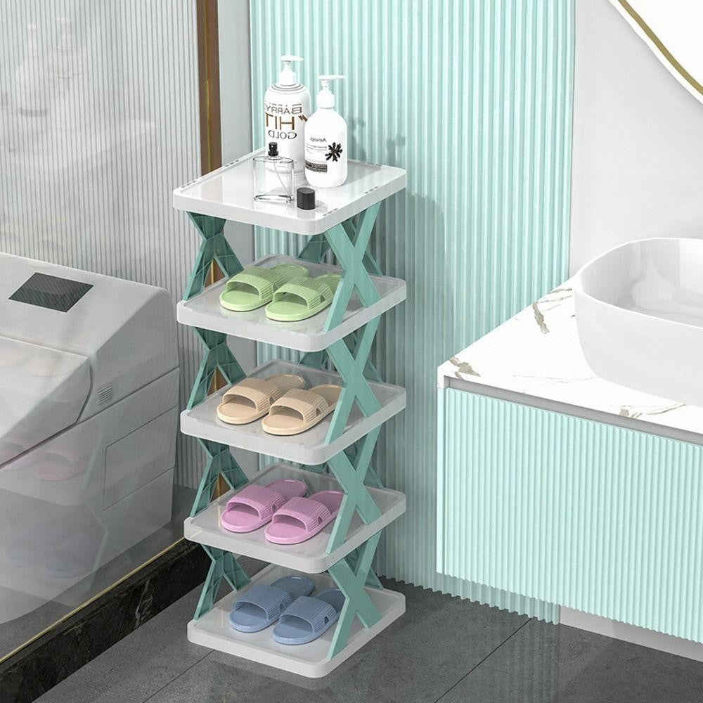Organizator de Pantofi, Vivimall, 5 Straturi, din ABS, Suport Modular, 65.5 x 24 x 26 cm, Turcoaz - vivimall.ro