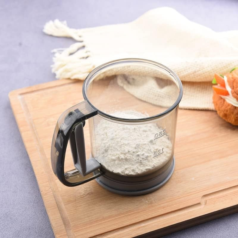 Sita Cernator Manual de Faina Portabila, Vivimall, din Plastic, cu Maner, Strat Dublu, 15 x 12 x 11 cm, Transparent Gri Inchis - vivimall.ro