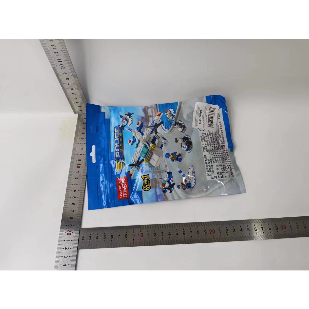 Set de Constructie Avion de Politie 6in1, Vivimall, 24x17cm, Multiple Variante de Asamblare, 137 de Piese, Multicolor - vivimall.ro