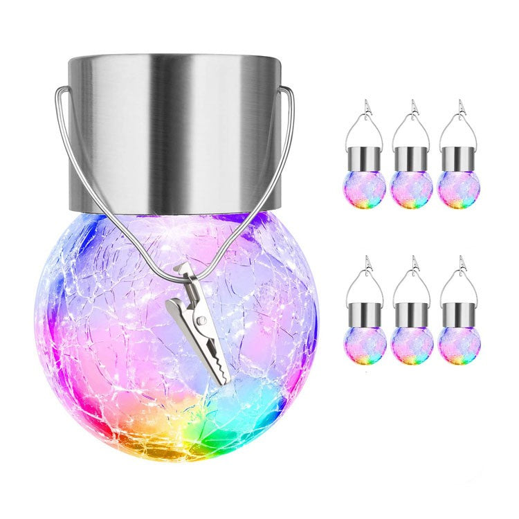 Lampa Solara Vivimall, LED, Tip Candelabru Mic, Cu Bila Din Sticla Crapata, Exterioara, Impermeabila, Iluminare 6-12 H, Multicolor - vivimall.ro