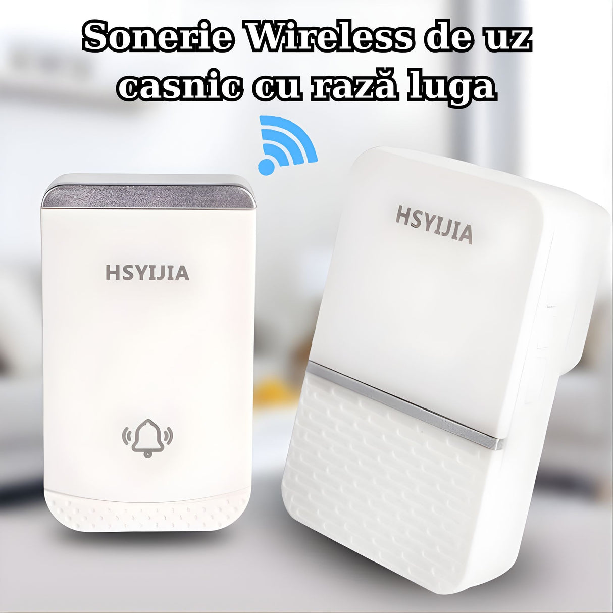 Sonerie Wireless, Flippy, Rezistenta la Stropi, Kit cu 2 Receptoare, 38 Melodii, 4 Niveluri Volum, 85 dB, raza 260 m, 9 x 5,6 x 18,5 cm, Alb/Argintiu - vivimall.ro
