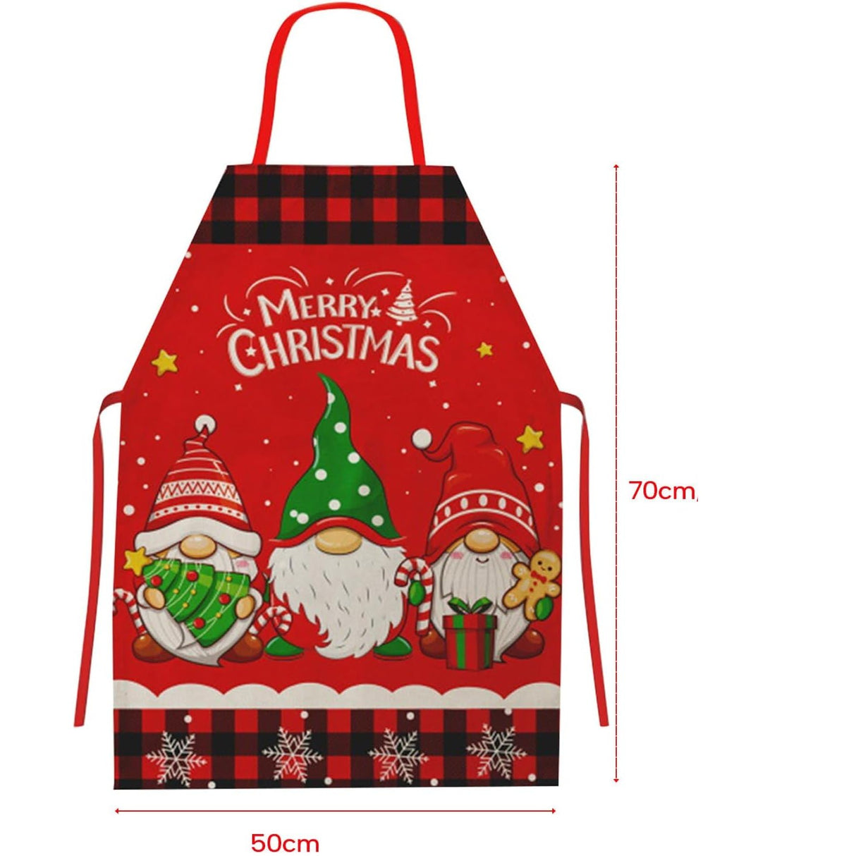 Sort de Bucatarie Decorativ, Vivimall, Tema Craciun, 50 x 70 cm, Model 3 Elfi, din Poliester, Rosu - vivimall.ro