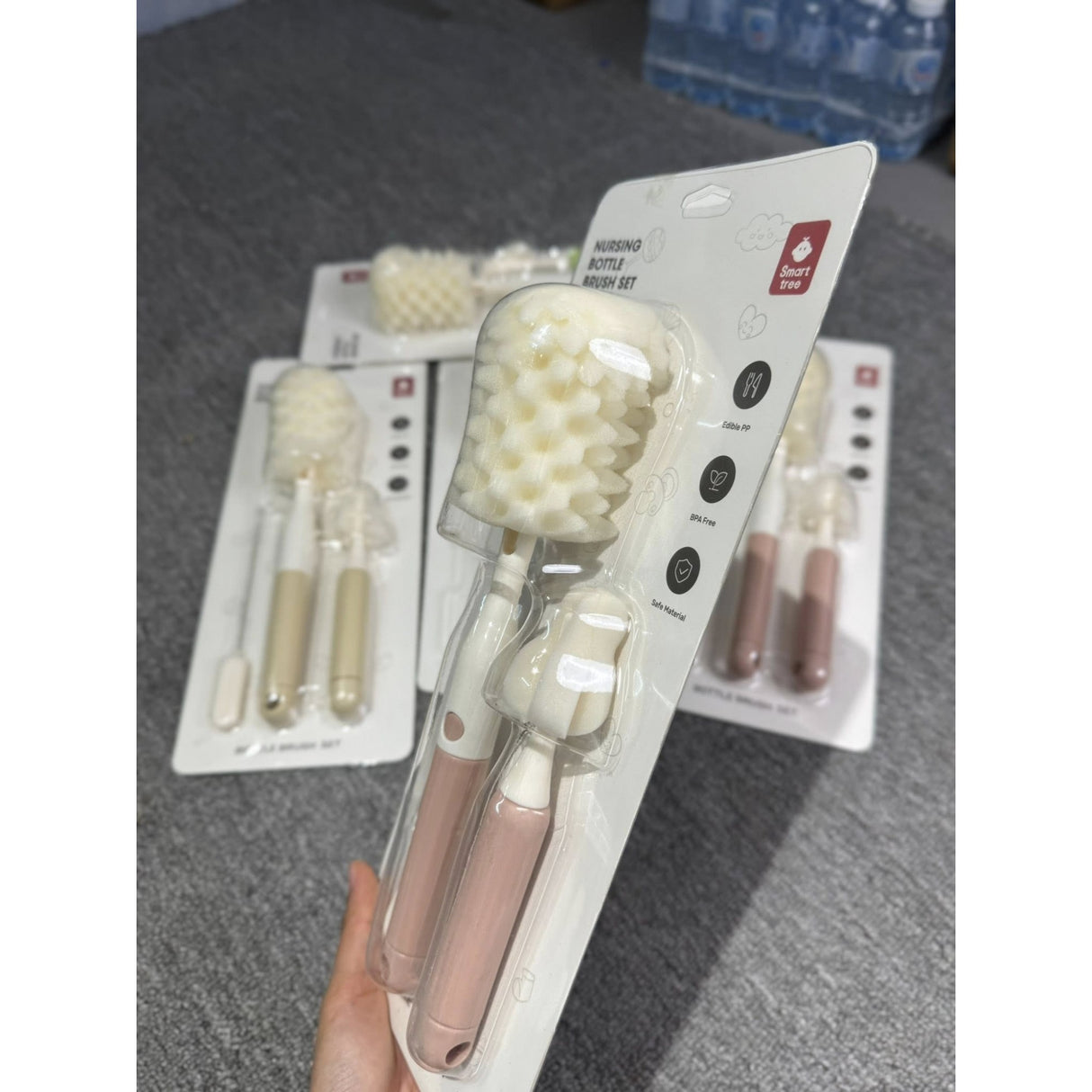 Set 3 Perii de Spalat Biberoane, Vivimall, pentru Tetina, Biberon, Pai, Materiale Sigure, fara BPA, Curatare 360°, Roz - vivimall.ro