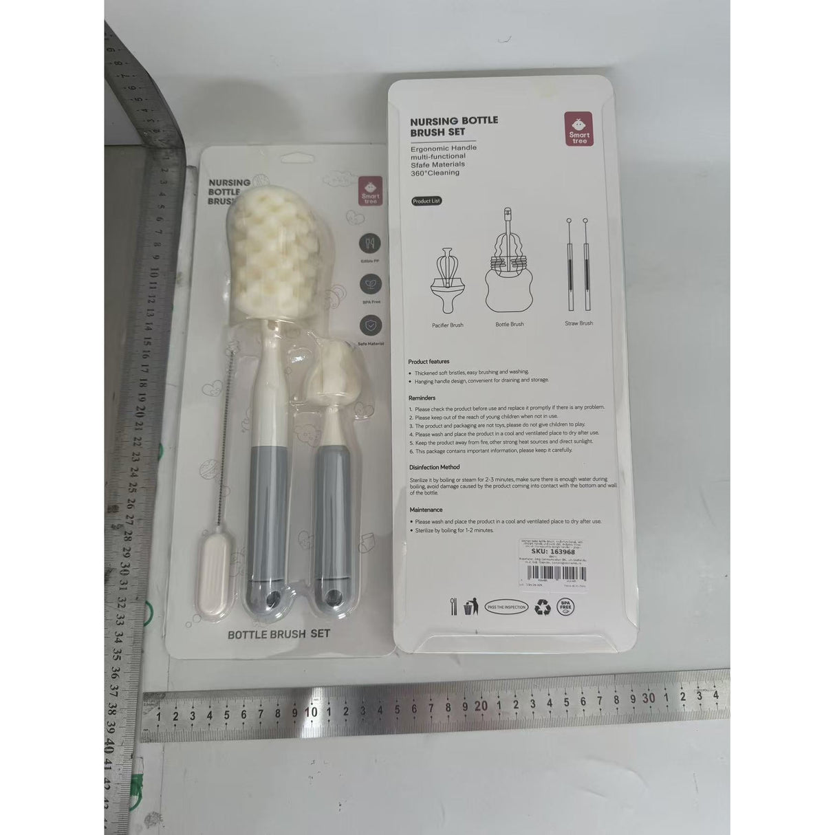 Set 3 Perii de Spalat Biberoane, Vivimall, pentru Tetina, Biberon, Pai, Materiale Sigure, fara BPA, Curatare 360°, Gri - vivimall.ro