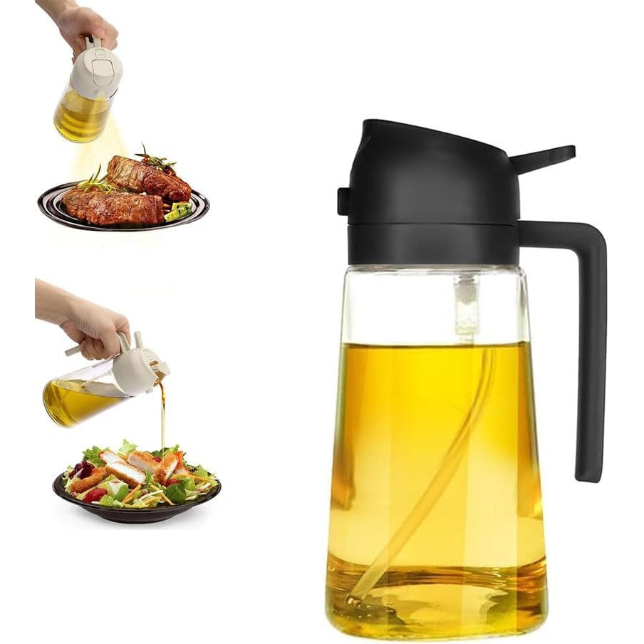 Recipient Ulei, Vivimall, 2in1, Functie Spray/Turnare, din Sticla, 470 ml, Fara Scurgere, Negru - vivimall.ro