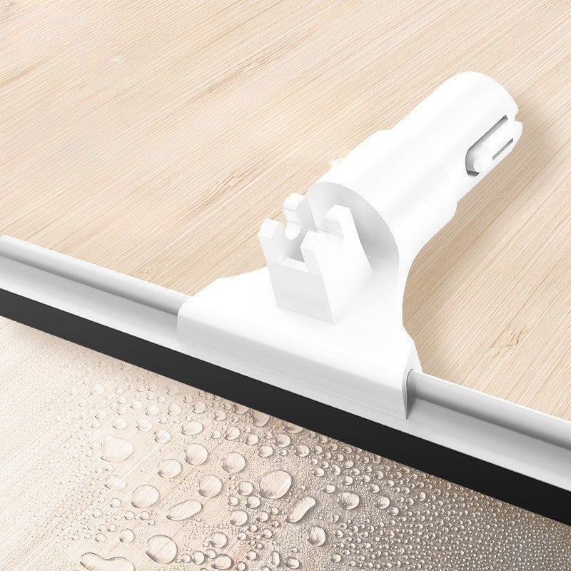 Stergator de Geamuri Vivimall, cu Doua Fete, Tija Telescopica, cu Recipient de Lichid, Laveta din Microfibra, Racleta Silicon, 120 cm, Alb - vivimall.ro