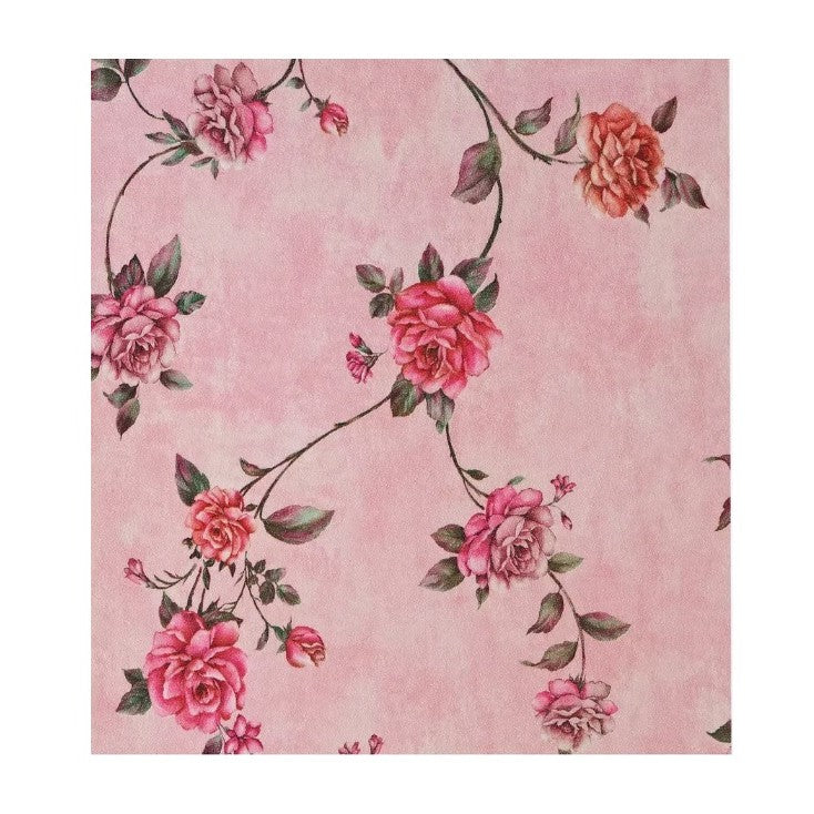 Rola Autoadeziva pentru Perete, Vivimall, din Panza, 10 m, Rezistenta la Umezeala, 2.5 mm Grosime, Model Trandafiri, Roz - vivimall.ro