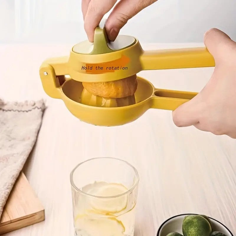 Storcator manual citrice, Vivimall, pentru lamai, portocale, cu actiune dubla, usor de utilizat, material ABS rezistent, 8x10x22 cm, Galben - vivimall.ro