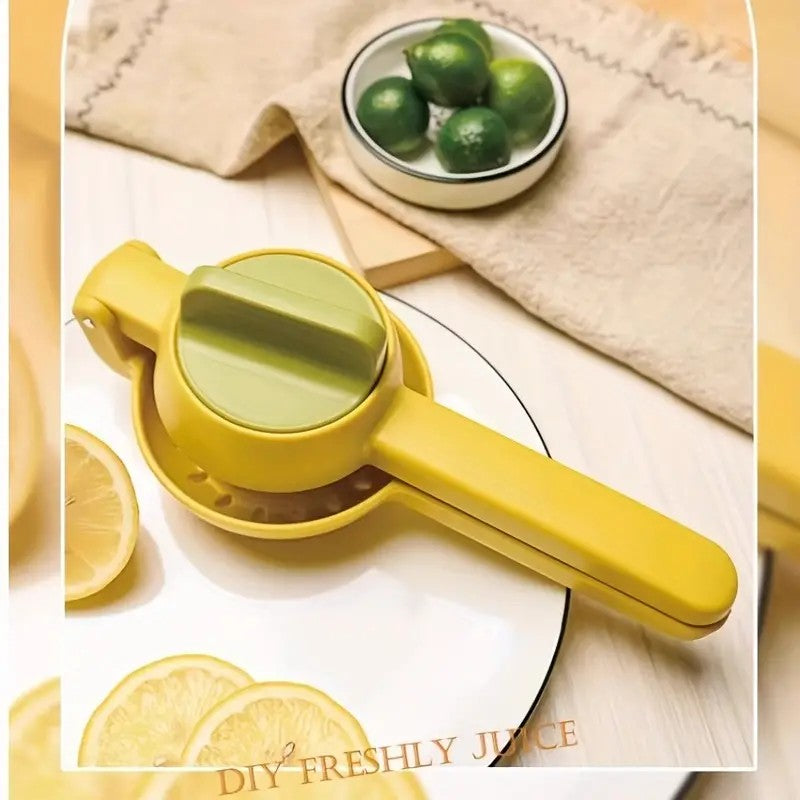 Storcator manual citrice, Vivimall, pentru lamai, portocale, cu actiune dubla, usor de utilizat, material ABS rezistent, 8x10x22 cm, Galben - vivimall.ro