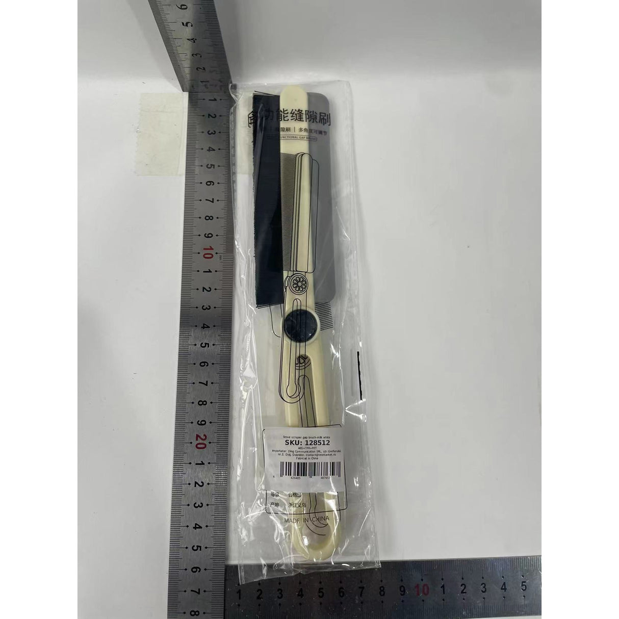 Perie Multifunctionala si Stergator, Vivimall, Pentru Spatii Greu Accesibile, 24.7 x 4.5 cm, Alb Laptos - vivimall.ro