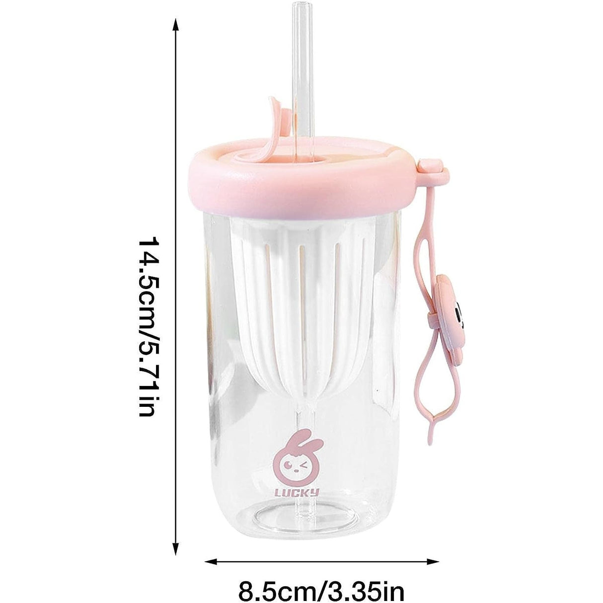 Pahar din silicon, cu capac si pai, pentru copii, Vivimall, anti-cadere, compartiment pentru fructe/ceai/gheata, rezistent la temperaturi inalte, 500ml, Roz, 14.5x8.8x20 cm - vivimall.ro