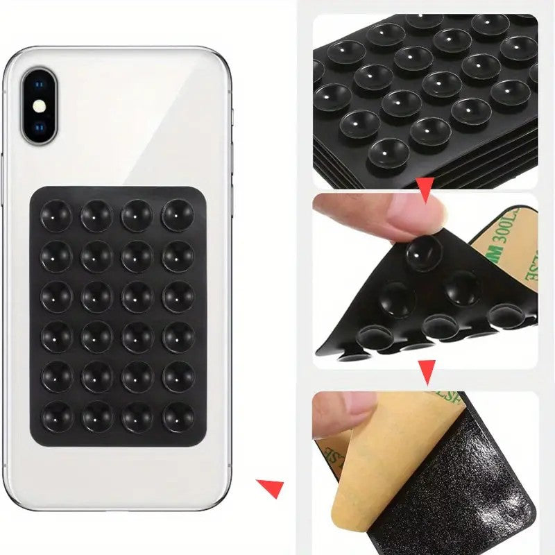 Suport Adeziv Universal, Flippy, pentru Telefon/Tableta, cu 24 Ventuze, potrivit pentru Tik-Tok/Selfie/Vizionare Video, din Silicon, 8 x 5.5 x 1 cm, Negru - vivimall.ro
