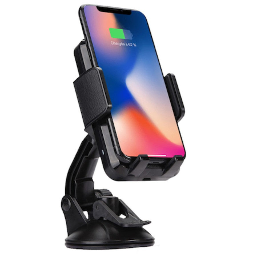 Suport auto cu incarcare wireless (inductie) 10W Fast Charge 2 in 1 Ventuza si Grila, Compatibil cu Smartphone 3,5 - 6,5 inch - vivimall.ro