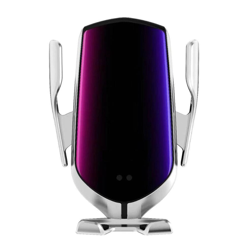 Suport auto cu incarcare wireless (inductie) cu senzor Infrarosu, Fast Charge 10W R1 Argintiu - vivimall.ro