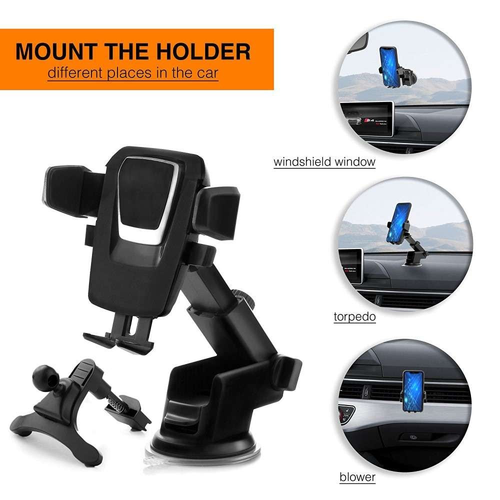 Suport auto Flippy 3rd pentru telefon, Negru - vivimall.ro