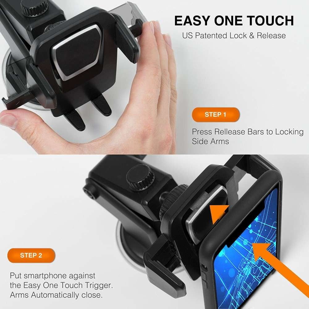 Suport auto Flippy 3rd pentru telefon, Negru - vivimall.ro