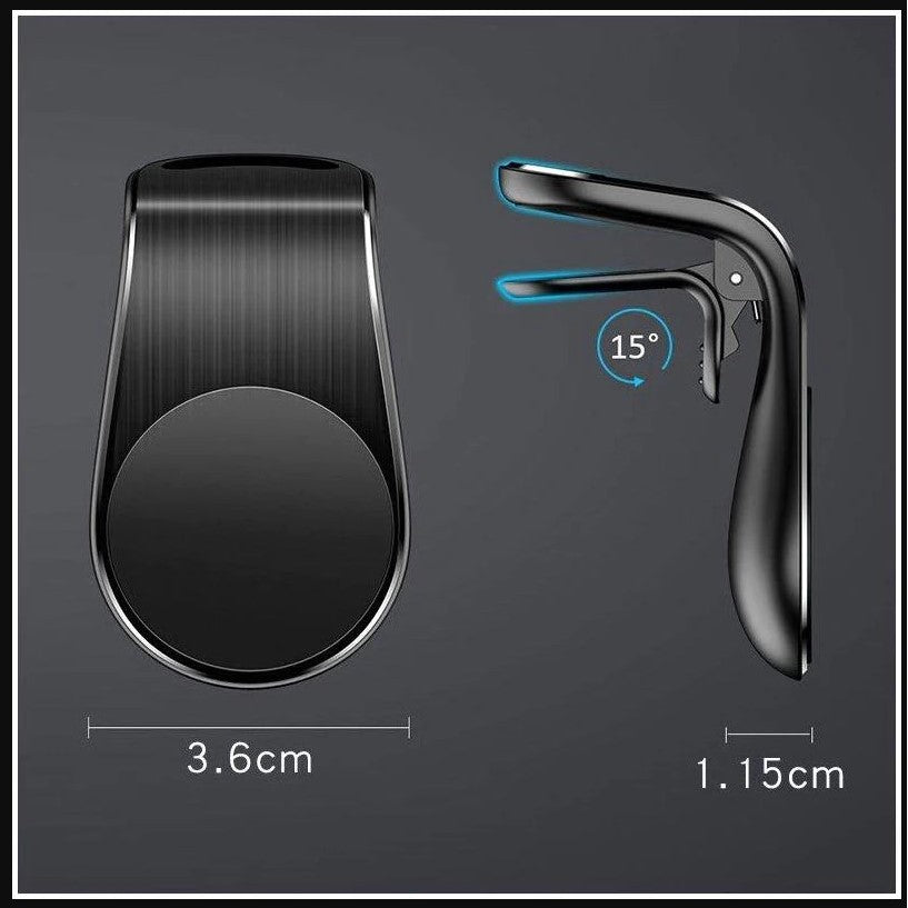 Suport auto Vivimall, cu magneti puternici neodim, pentru telefon, tableta, gps, cu prindere pe grila de ventilatie, Negru - vivimall.ro