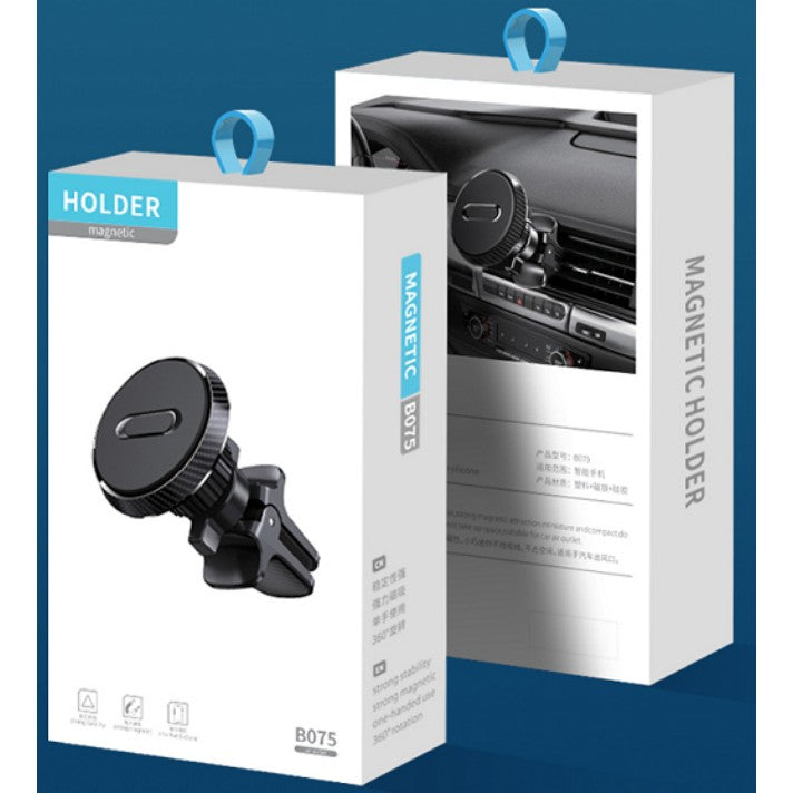 Suport Auto Magnetic Vivimall 360 grade cu prindere de grila de aerisire, 50 mm, Ajustabil, 4 Magneti incorporati, Negru - vivimall.ro