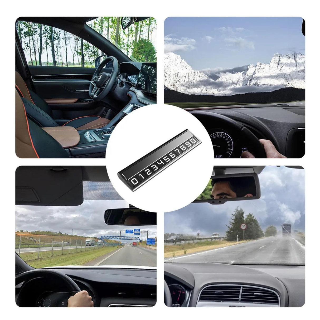 Suport Auto Numar Telefon Parcare, Flippy, Design Metalic cu Capac, Afisaj Ascuns Rabatabil, Cifre Magnetice Fluorescente, 11.8 x 3 x 1 cm, Negru