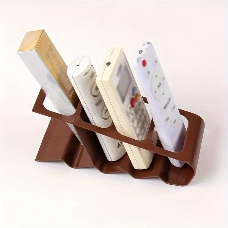 Suport de Birou, Vivimall, din Plastic, pentru Telecomenzi, Telefoane, 18 x 7 x 9 cm, Maro - vivimall.ro