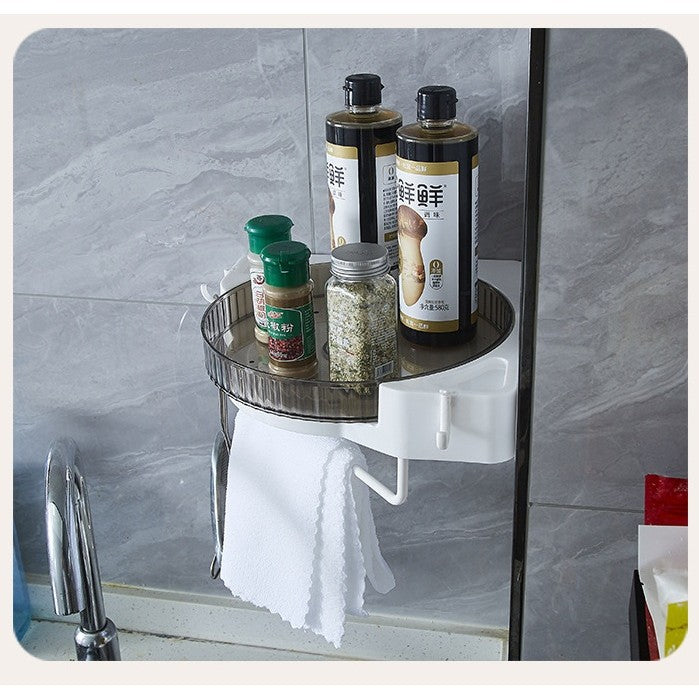 Suport Depozitare, Vivimall, din Plastic, Rotativ 360 grade, Montare fara Perforatii, pentru Baie/Bucatarie, Alb - vivimall.ro