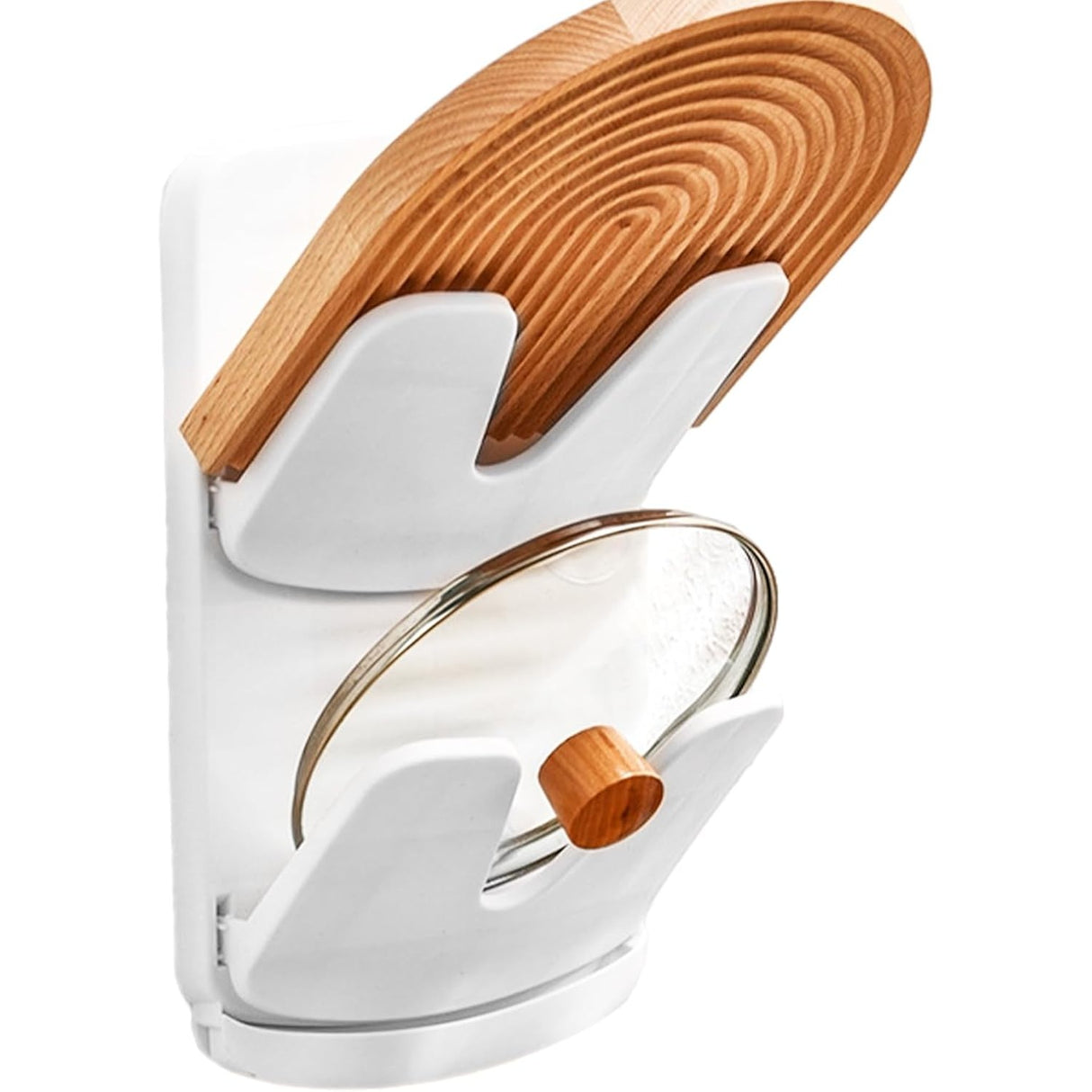 Suport de Bucatarie, Vivimall, pentru Capace/Tocatoare, din Plastic, Colectare Apa Scursa, Montare fara Perfoarare, 33.3 x 20.7 x 3.5 cm, Alb - vivimall.ro