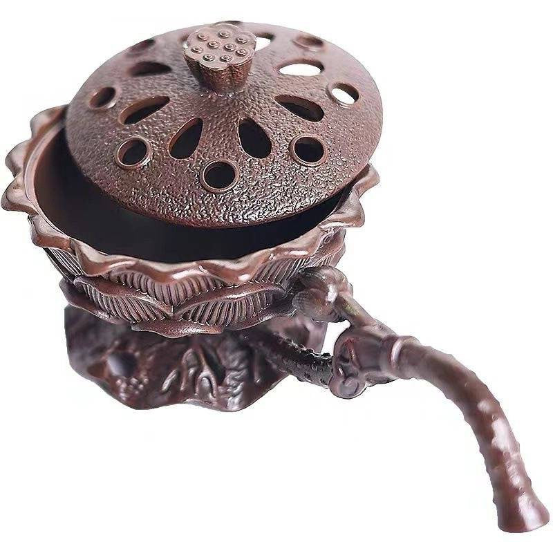 Suport de Tamaiat, Vivimall, din Aliaj de Zinc, Model Lotus, Ignifug, 9.7 x 4.8 x 4.7 cm, Cupru - vivimall.ro