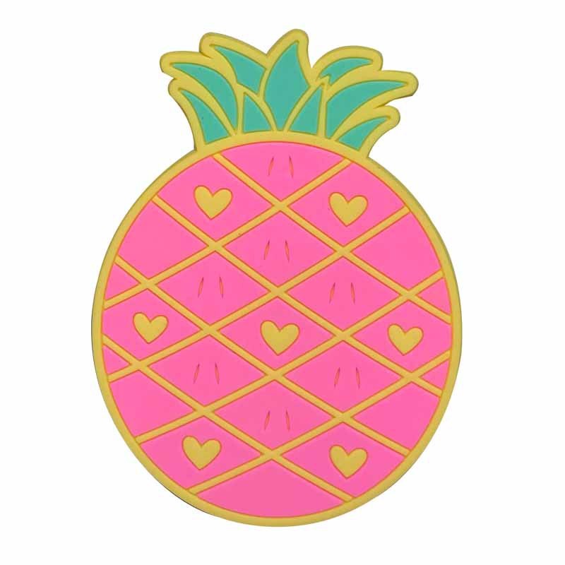 Suport pentru Pahar, Vivimall, Model Ananas, din PVC, 12 x 9 cm, Rezistent la Caldura, Roz - vivimall.ro