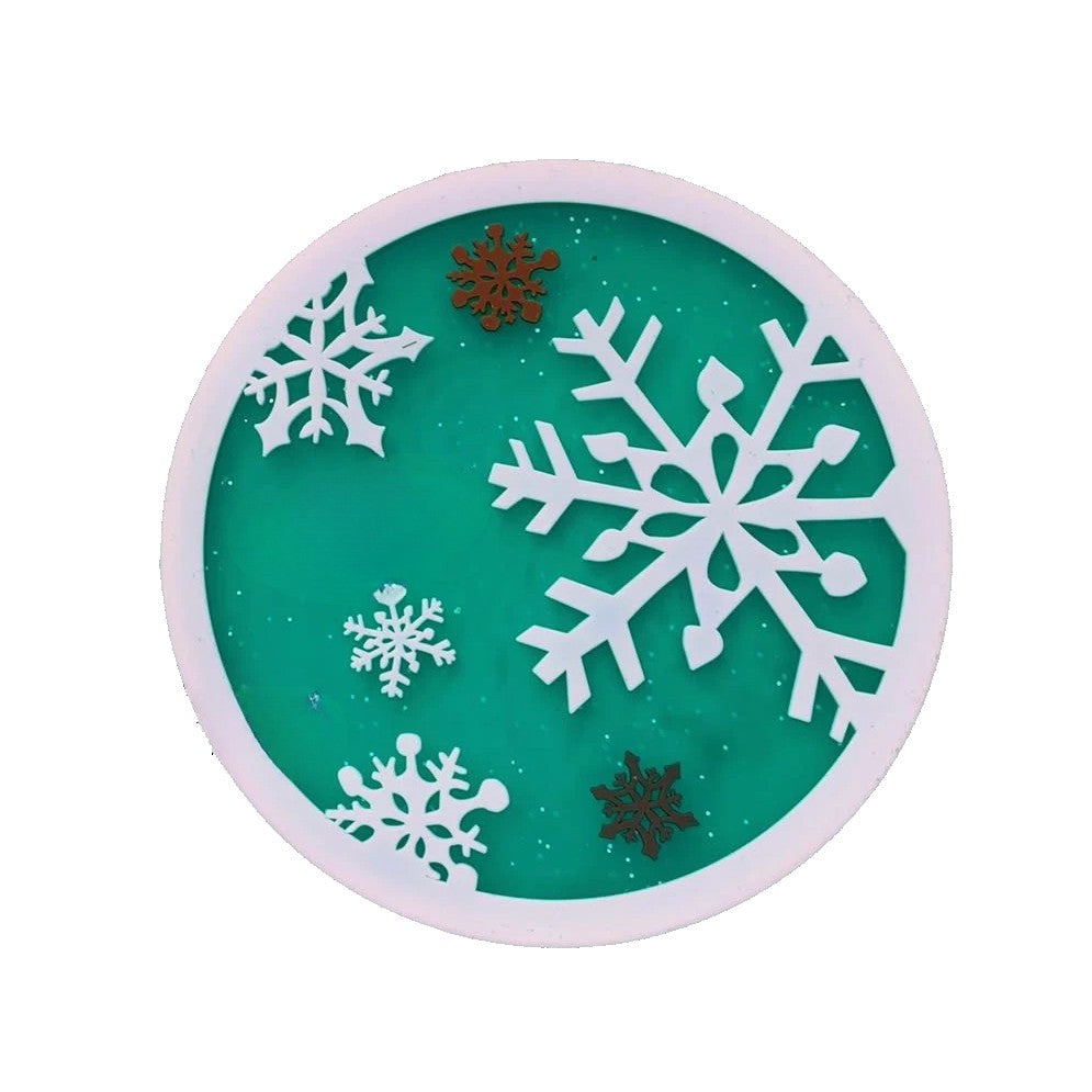 Suport pentru Pahar, Vivimall, Model Fulg de Nea, din PVC, 10 cm, Rezistent la Caldura, Verde - vivimall.ro