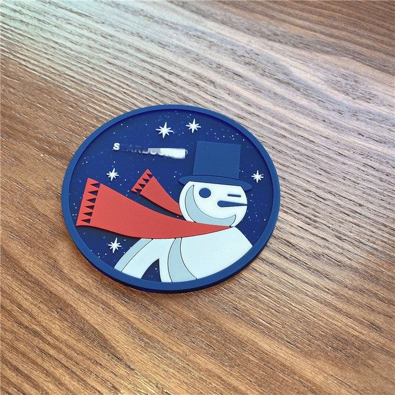 Suport pentru Pahar, Vivimall, Model Om de Zapada, din PVC, 10 cm, Rezistent la Caldura, Albastru - vivimall.ro