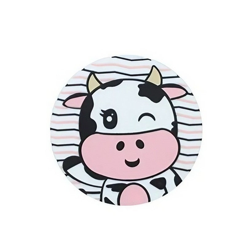 Suport pentru Pahar, Vivimall, Model Vacuta, din PVC, 10 cm, Rezistent la Caldura, Alb/Negru - vivimall.ro