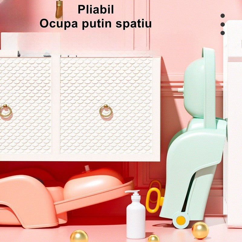 Suport Pliabil pentru Spalat Parul Vivimall, Pentru Copii, cu Scurgere, cu Picioare Antialunecare, Material Polipropilena, Suport Cap Reglabil, cu Manere, 110 x 35 x 21 cm, Roz - vivimall.ro